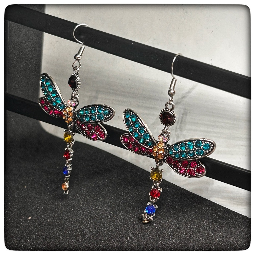 Elegant Multicolor Dragonfly Earrings